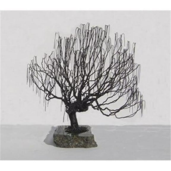 Wire Bonsai Tree Sculpture - Weeping Willow Style, Black