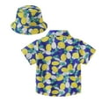 thumbnail image 3 of WOYY Little Boy Hawaii Beach Button Down Shirt Tropical Print Short Sleeve Shirt with Hat, 3 of 5