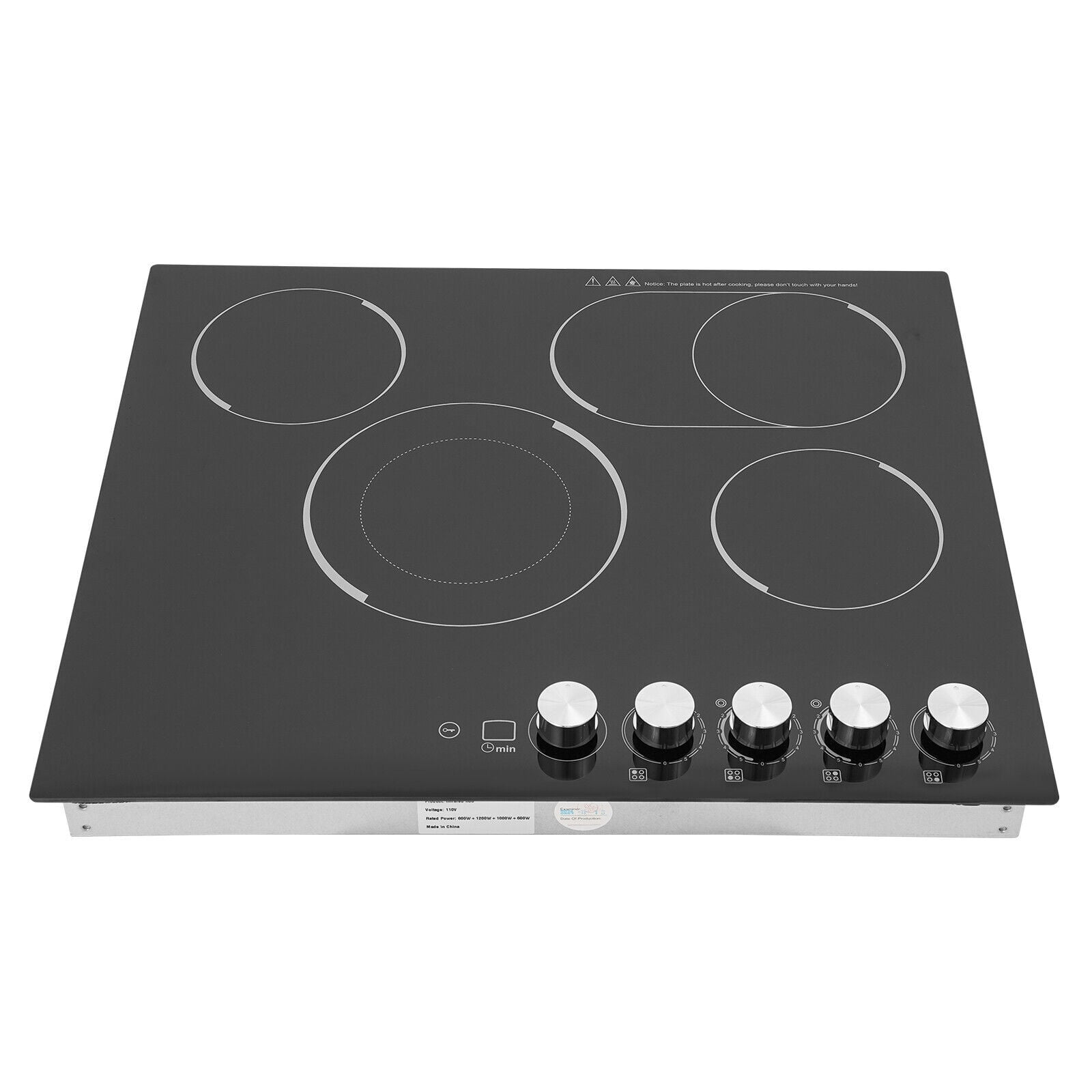 PEAKORA4 Burners Electric Cooktop LED Screen Timing Electric Stovetop 5 Firepower Gears