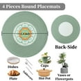 thumbnail image 4 of Placemats Set of 4, Yamaziot 12" Round Placemats Heat Resistant Braid Place Mat, Fabric Woven Washable Dining Table Mats, Mandala Floral Green, 4 of 7