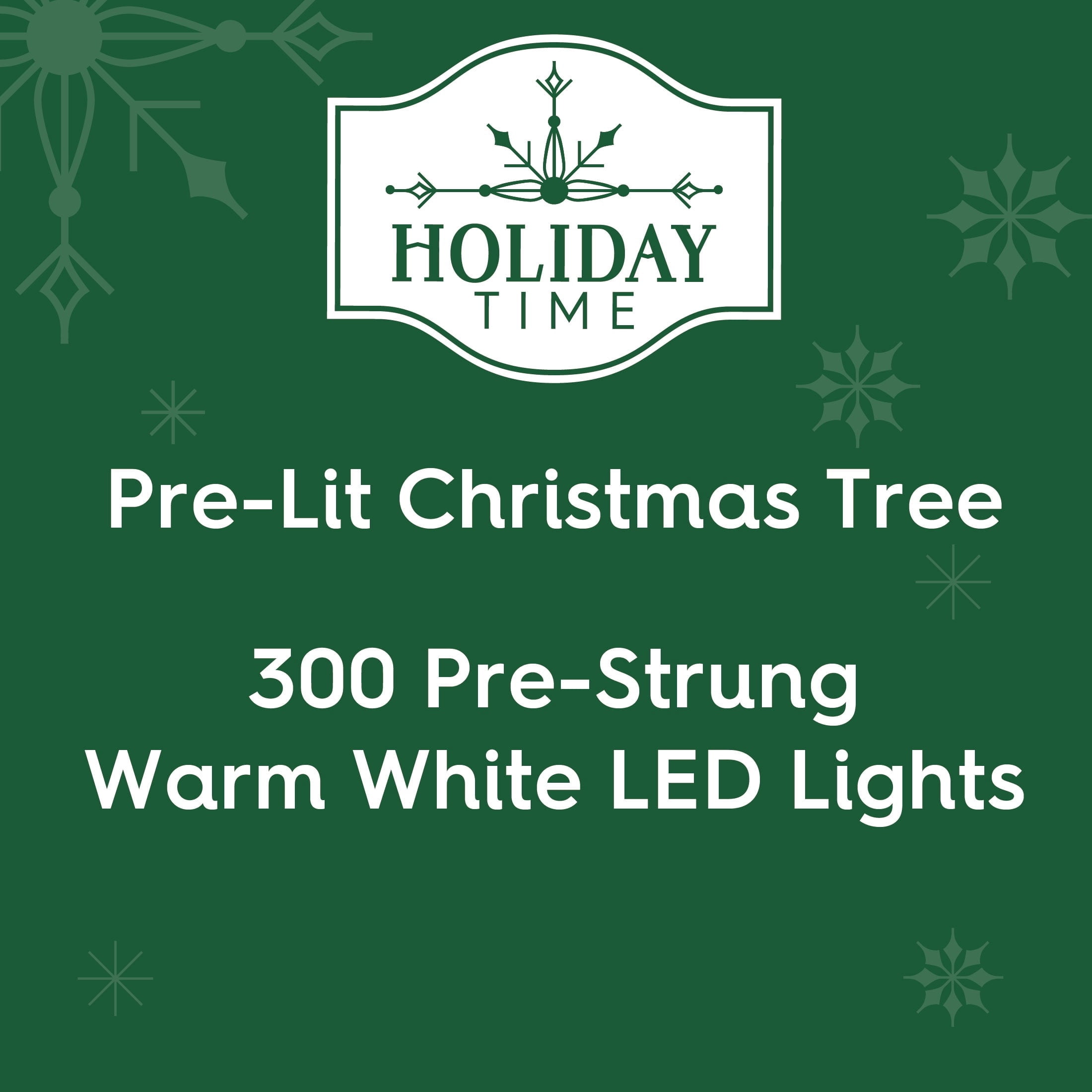 7' Pre-Lit Scottsdale Pine Green Artificial Christmas Tree with 300 Warm White LED Lights, Quick Set, and Stand, by Holiday Time