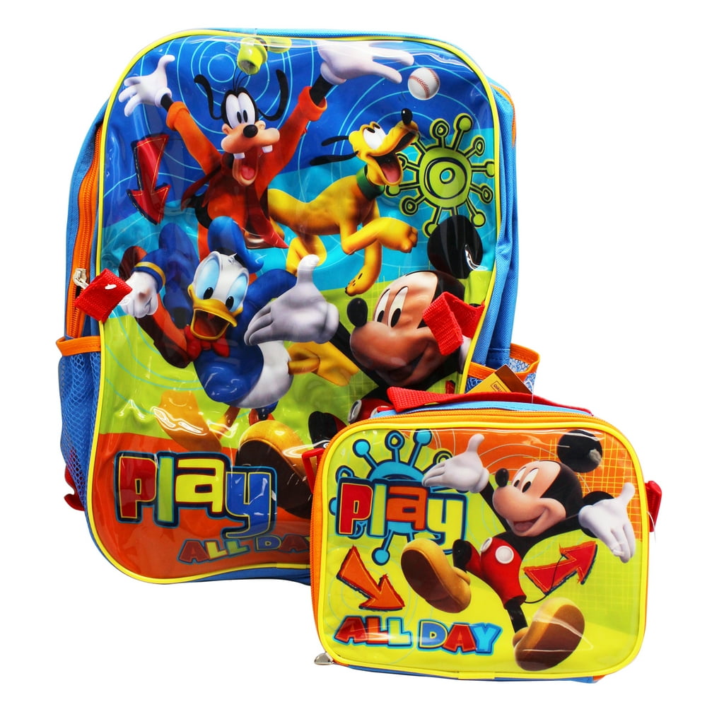 Disney Mickey Mouse Clubhouse Full Size Backpack and Mini Lunch Bag