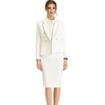 thumbnail image 1 of Conjunto de chaqueta y falda de traje de negocios para mujer de 2 piezas con ribete de tweed blanco S, 1 of 6