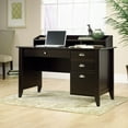 Sauder Shoal Creek Desk with Storage Drawers and Hutch, Jamocha Wood