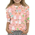 thumbnail image 2 of CFLVAEK Cute Bunny Eggs Graphic Tees for Girls Casual 3/4 Sleeve Easter Day Tshirts Comfy Round Neck T Shirts Easter Gifts for Kids Pink 9 Years, 2 of 5