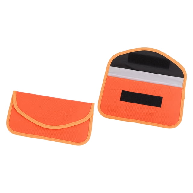 Unique Bargains 2 Pcs, Faraday Pouch, RFID Signal Blocking Bags Oxford Cloth Orange