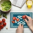 thumbnail image 4 of Celtic Cutting Board, Everlasting Knot Motif Representing 4 Elements Earth Water and Air, Decorative Tempered Glass Cutting and Serving Board, Small Size, Petrol Blue White, by Ambesonne, 4 of 5