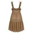thumbnail image 5 of Smsaxvxz Summer Backless Mini Dresses for Women Fashion Solid V Neck Spaghetti Strap Casual Beach Vacation Sundress Khaki L, 5 of 8