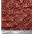 thumbnail image 1 of Soimoi Red Moss Georgette Fabric Seamless Damask Fabric Prints By Yard 42 Inch Wide, 1 of 3