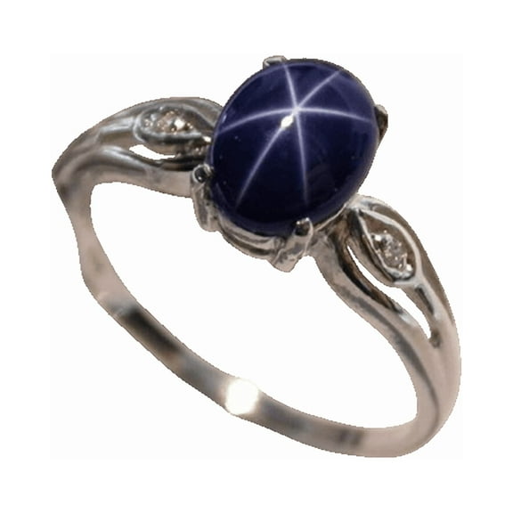 thejewelryart Blue Star Sapphire Ring –3.2 ct Sterling Silver Stunning Oval-Cut Jewelry Perfect for Wedding, or Special Occasions Silver 3