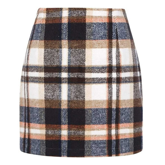 Women's Casual Check Print High Waist Tight Pencil Skirt