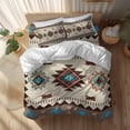 thumbnail image 2 of Retro Southwest Texture Queen Size Comforter Set, Classic Brown Retro Art Bedding for All Seasons, 4 Pcs Bed Set, 1Quiltcover (90"x92") ,1Sheet(94"x116"), 2Pillowcases (30"x20"), 2 of 9