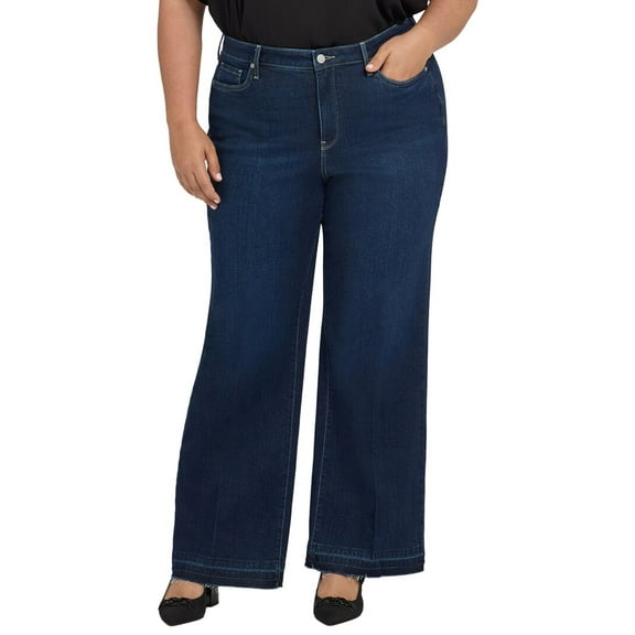 NYDJ womens  Plus Teresa Midnight Breeze Wide Leg Jean, 14W, Blue