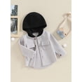 thumbnail image 3 of Bslissey Toddler Baby Boys Girls Wool Hooded Jacket Infant Contrast Color Long Sleeve Single Breasted Hood Coat Kids Casual Warm Outerwear with Pockets 6M-4T, 3 of 9