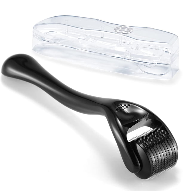 Apuakthei Rodillo de microagujas para el crecimiento del cabello de la barba del cuerpo de la cara, rodillo de microagujas de titanio 540 para uso doméstico