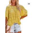thumbnail image 2 of Cuello para Mujer Minnieouse camisa de Media manga jersey con volantes blusa de encaje estético baile de cumpleaños ropa de primavera Amarillo METRO, 2 of 5