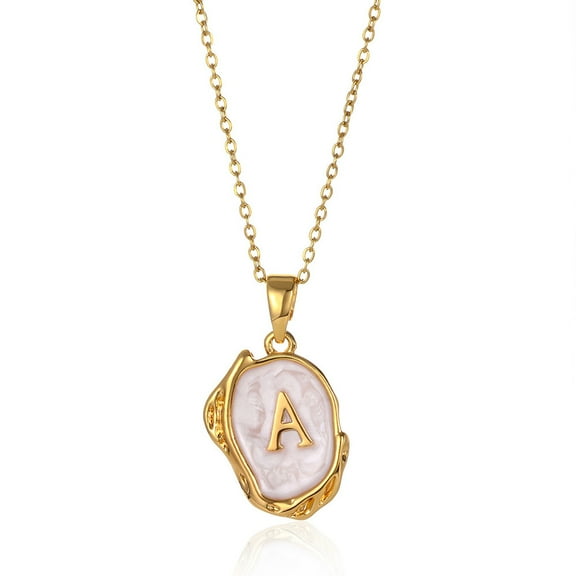 NICKSUN Irregular Initial Necklace, 18K Gold Plated A-Z 26 Letters Pendant Necklace for Women, Large Capital Monogram Tag Necklace