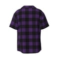 thumbnail image 7 of Kdxio Men's Hawaiian Shirt for Men Short Sleeve Shirt Purple Black Plaid Summer Casual Holiday Beach Button Down T-Shirts, 7 of 7
