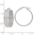 thumbnail image 3 of Sterling Silver Polished Fabric Glitter Hoop Earrings (26.3 X 25) Made In India qe15926, 3 of 5