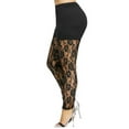thumbnail image 2 of Douhoow Women Plus Size Leggings Solid Color Skinny Long Pants Sheer Floral Lace Trousers L-4XL, 2 of 8
