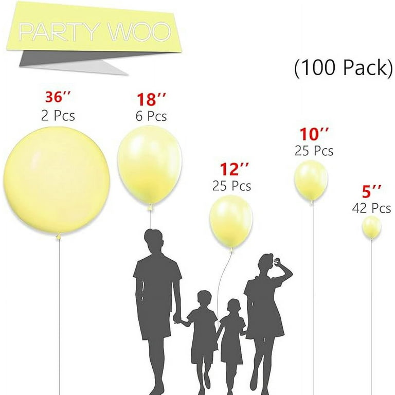 PartyWoo Pastel Yellow Balloons, 100 pcs Pale Yellow Balloons
