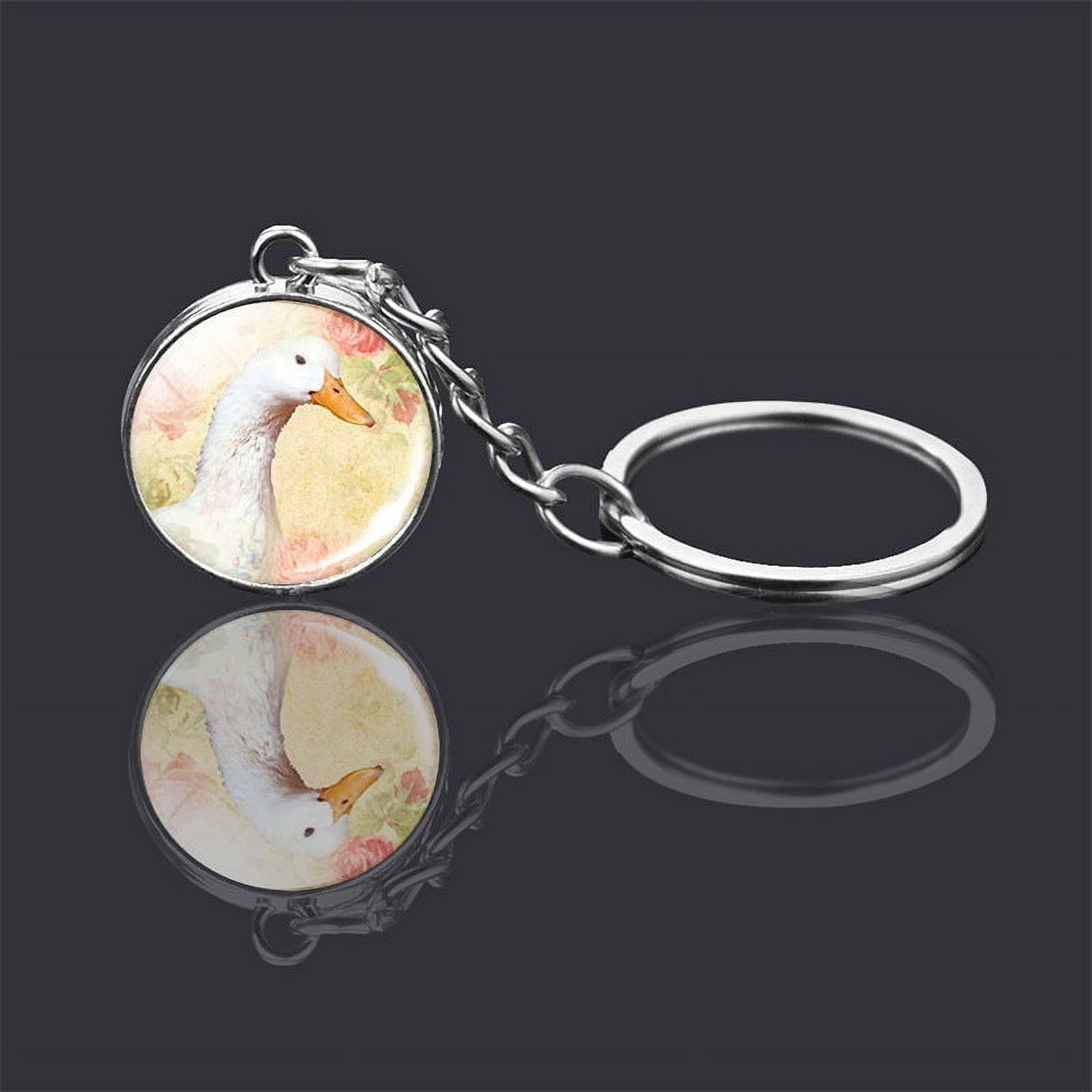 Double-Sided Glass Ball Animal Keychains, Metal Key Ring with Glass Pendant, Unisex Key Accessories, 2cm Diameter