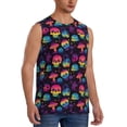 thumbnail image 2 of Yiaed Skull mushroom colorful Print Men's Singlet Vests Summer Running Muscle Tank Tops Gym Undershirt Round Neck Sleeveless for man, 2 of 5