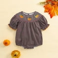 thumbnail image 2 of Weebloom Halloween Baby Rompers Girl Bodysuits Casual Short Sleeve Top With Pumpkin Embroidery Collar Kids Jumpsuits Dailywear,1-2 Years, 2 of 8