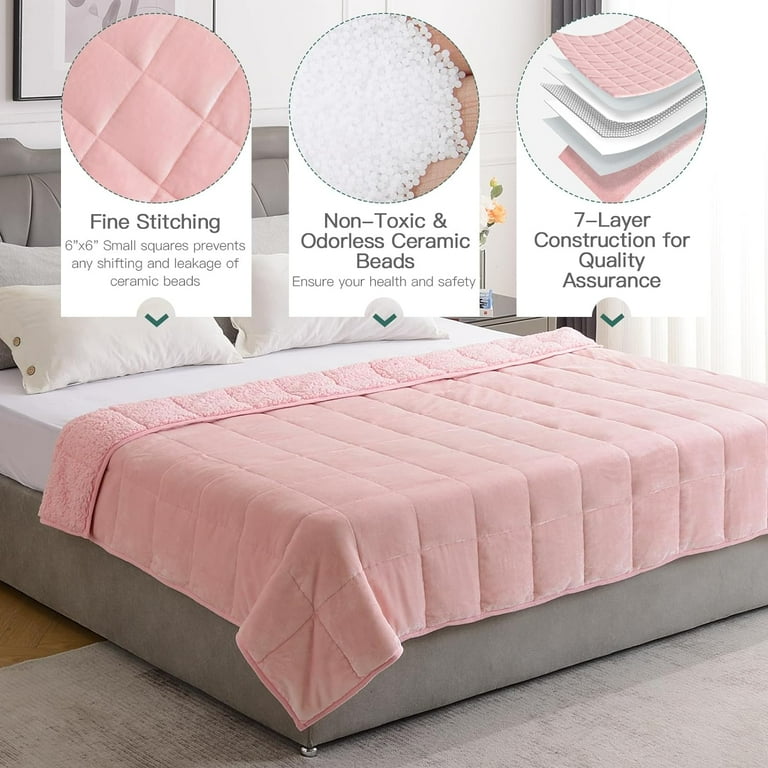 Free Shipping Sivio Fleece Weighted Blankets for Adults Soft Shaggy Sherpa 12 lb Twin Size Weighted Blanket for Anxiety Calming and Relax 48x72 inch Pink Walmart