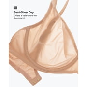 Women's Mesh Balconette Bra Sexy Demi Supportive Comfortable Seamless Underwire Unlined Sheer Bras