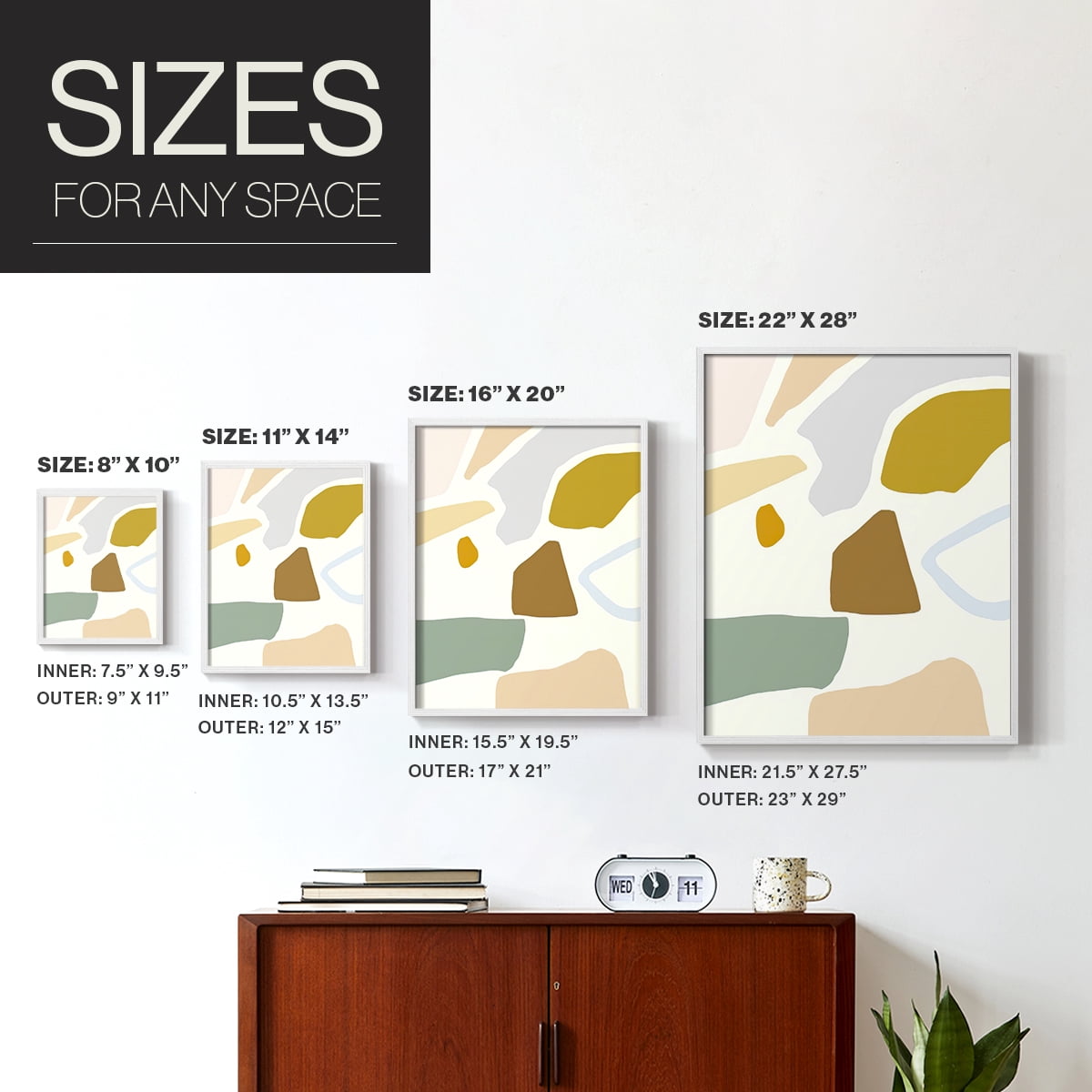 Pastel Splotches II Framed Print in White Solid Wood Framed Print No Nail Hanging
