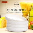 thumbnail image 3 of 4-Piece Pasta Bowl Set, 9 Inch Wide Rim Porcelain Dishes for Dining, Serving Spaghetti Casserole Soup, 40 Oz Capacity Shallow Plates, Classic White, 3 of 6
