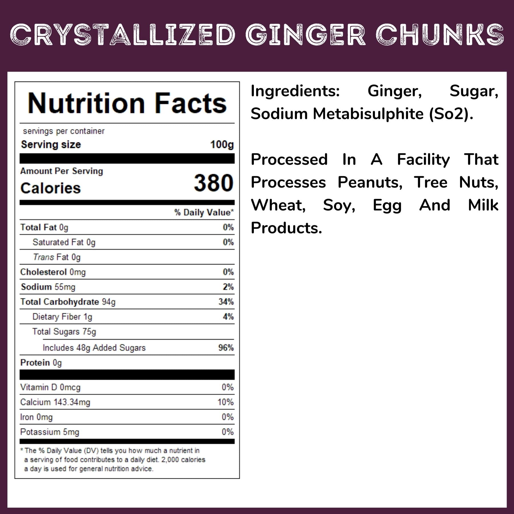 WinCrest Dried Crystallized Ginger Chunks - 5 Lb Case