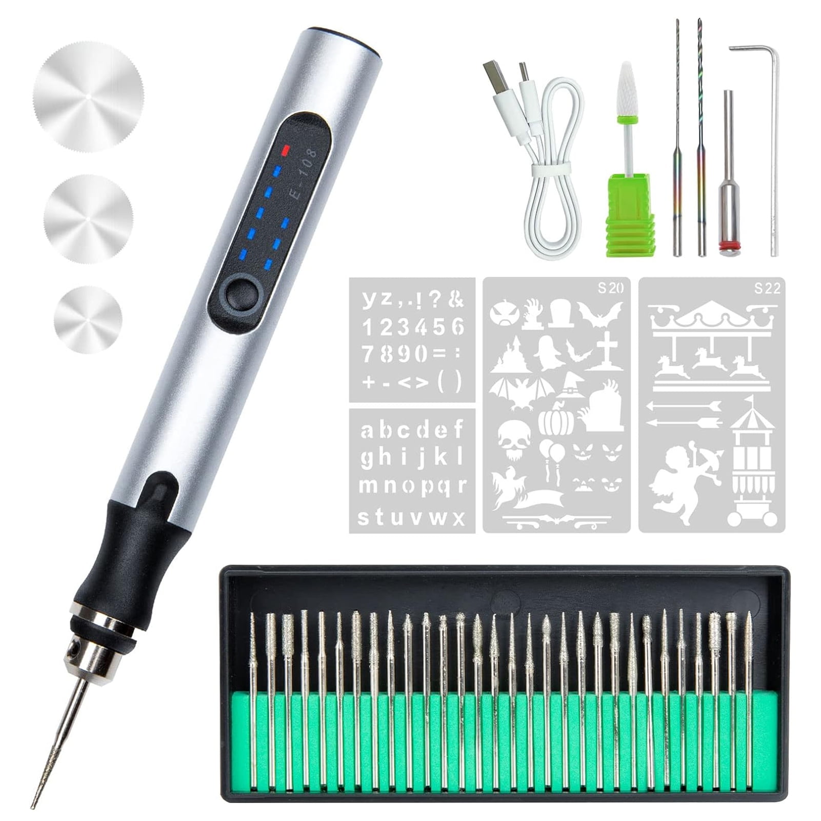Waroomhouse Cordless Mini Electric Engraver - USB Rechargeable Engraving Pen - Rotary Tool - Etching Machine - Engraved Jewelry Glass Stone Tool