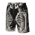 thumbnail image 4 of Rocae Skeletons Love Flowers for Men's Beach Shorts Casual Elastic Waist Drawstring Summer Beach Shorts,S-3XL-Small, 4 of 6
