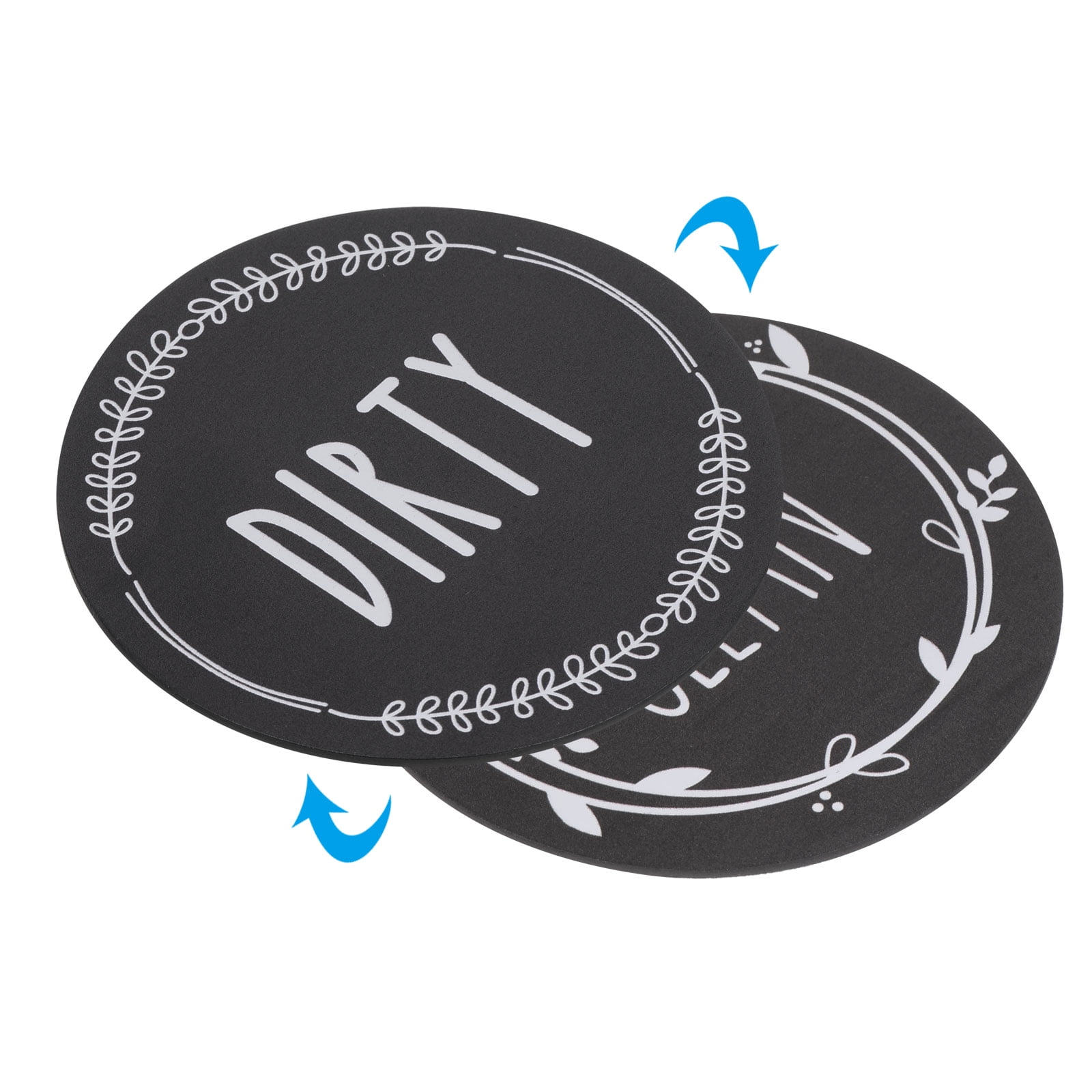 Unique Bargains Dirty Clean Dishwasher Magnet Round Refrigerator Sign Magnet Black