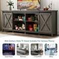 thumbnail image 5 of ChVans 70" Farmhouse Sliding Barn Door TV Stand for TVs Up to 80" TVs, Entertainment Center Console Table with Adjustable Shevles, 5 of 7