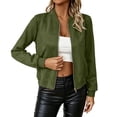 thumbnail image 2 of TGSLY Women's Faux Suede Bomber Jackets Lightweight Zip Up Long Sleeve Cropped Coat Loose Casual Solid Color Outerwear with with Pockets XL, 2 of 10