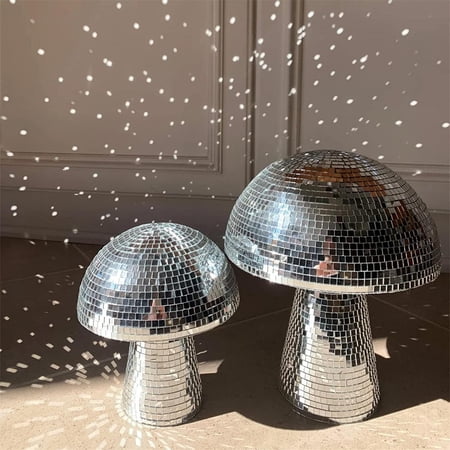 Fungo Disco Ball Specchiato Argento – Palla Rotante Con Paillettes Di Vetro Per Feste E Decorazioni, 3 Taglie
