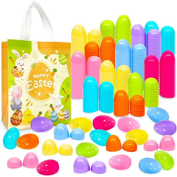 Huevos de Pascua Aviski de plástico, 144 unidades, con bolsas no tejidas para niños