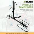 thumbnail image 2 of Biltek Hitch Bike Rack, 90 lbs (40 kg) Capacity, Car Bike Rack For 2 Bikes, Tiltable & Foldable, Fits 1.25" & 2" Hitch, Includes 6 Extra Straps, 2 Bike Rack For SUV, Cars, Truck, Minivan & Sedan, 2 of 7