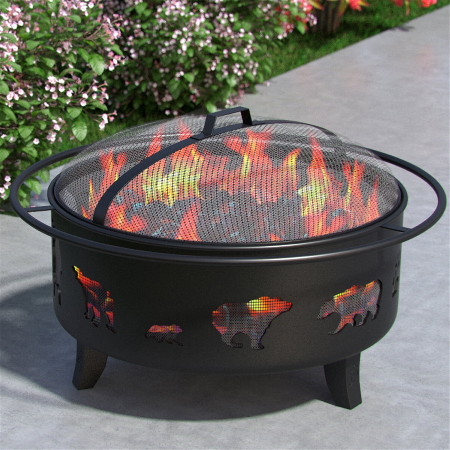 Regal Flame Wild Bear 35 Portable Outdoor Fireplace Fire Pit Ring for Backyard Patio Fire, RV, Patio Heater, Stove, Camping, Bo