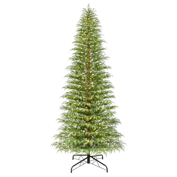 My Texas House 12ft Pre-Lit Cypress Artificial Christmas Tree, 1000 Warm White Twinkle LED, Green