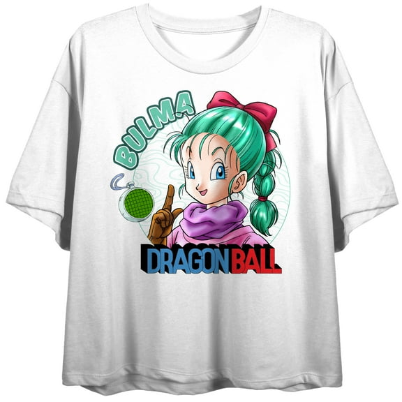 Dragon Ball Classic Bulma Character Women's White Crop Tee-Medium