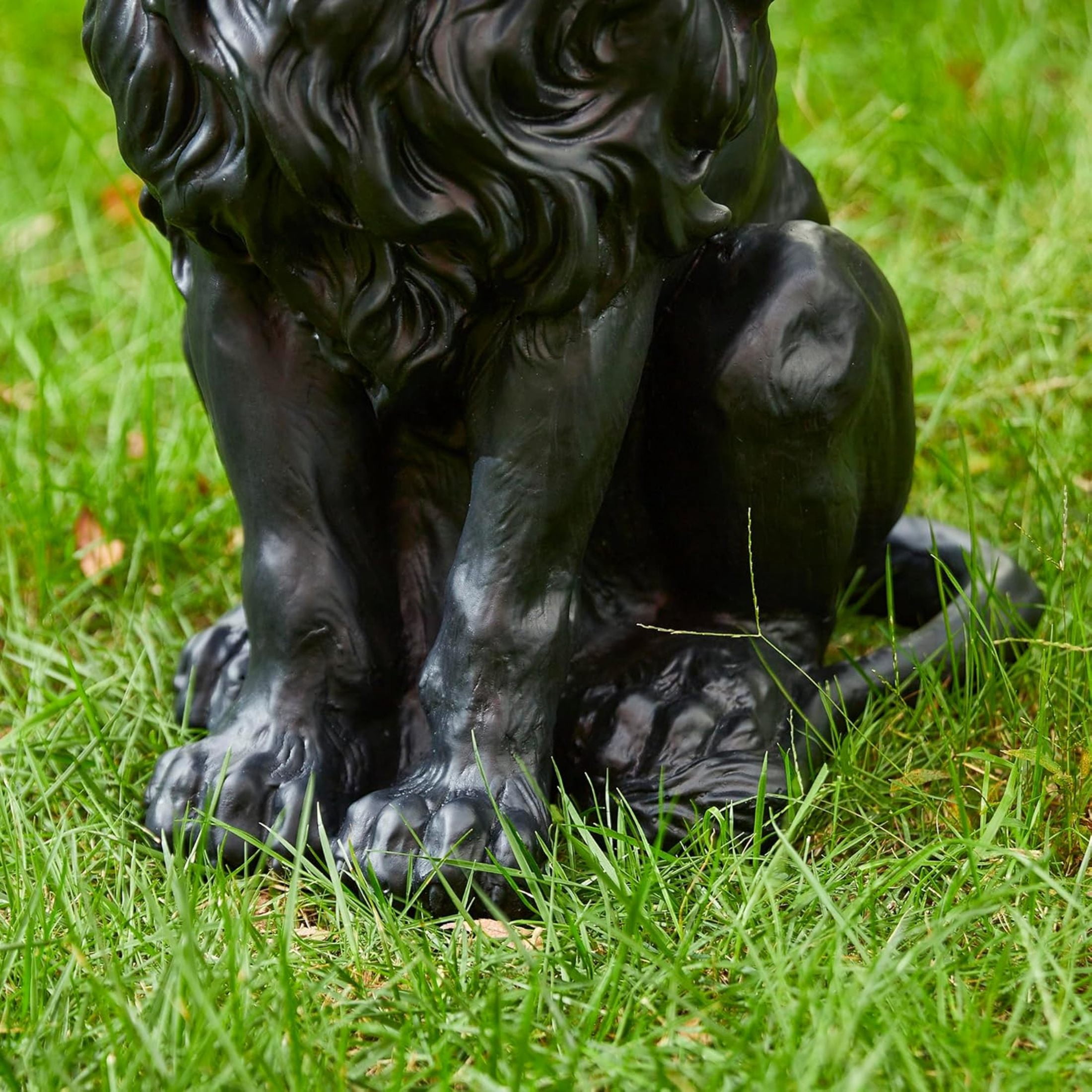 GDF Studio Black Lion Resin Indoor/Outdoor Guardian Statue, Weather-Resistant Decor Figurine for Garden & Courtyard