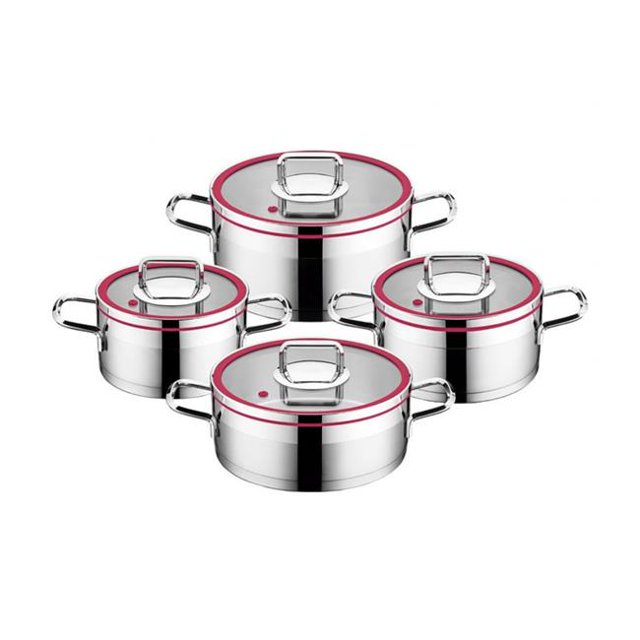 Discount World HD-CS-1271 Vita Stainless Steel Cookware Set, Fuscia - 8 Piece