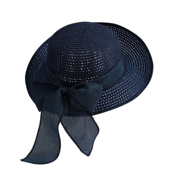 Sombreros de mujer de color sólido de moda lindo sombrero de sol con lazo sombrero de pescador sombrero de playa sombrero de poliéster para mujer
