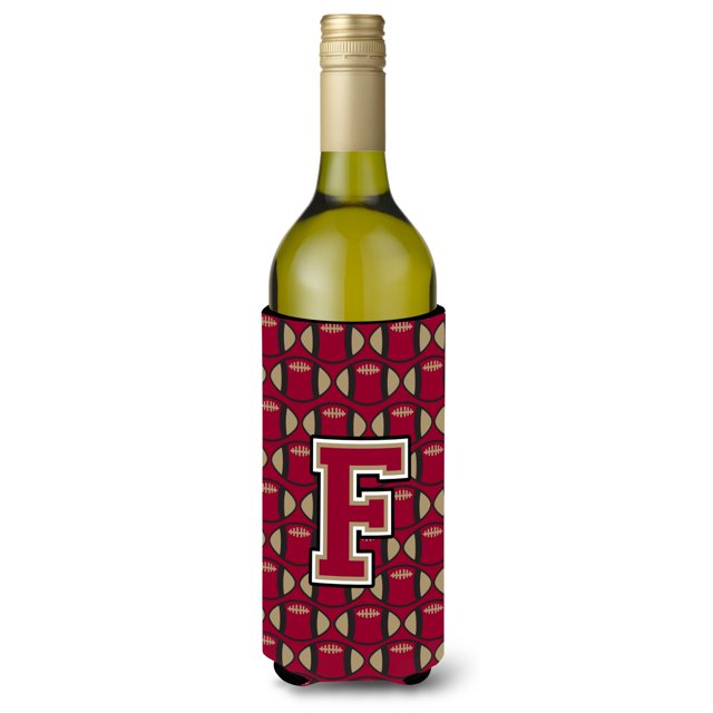Letra F Fútbol Granate Y Botella De Vino Dorada Aislador De Bebidas Hugger Cj1078-Fliterk