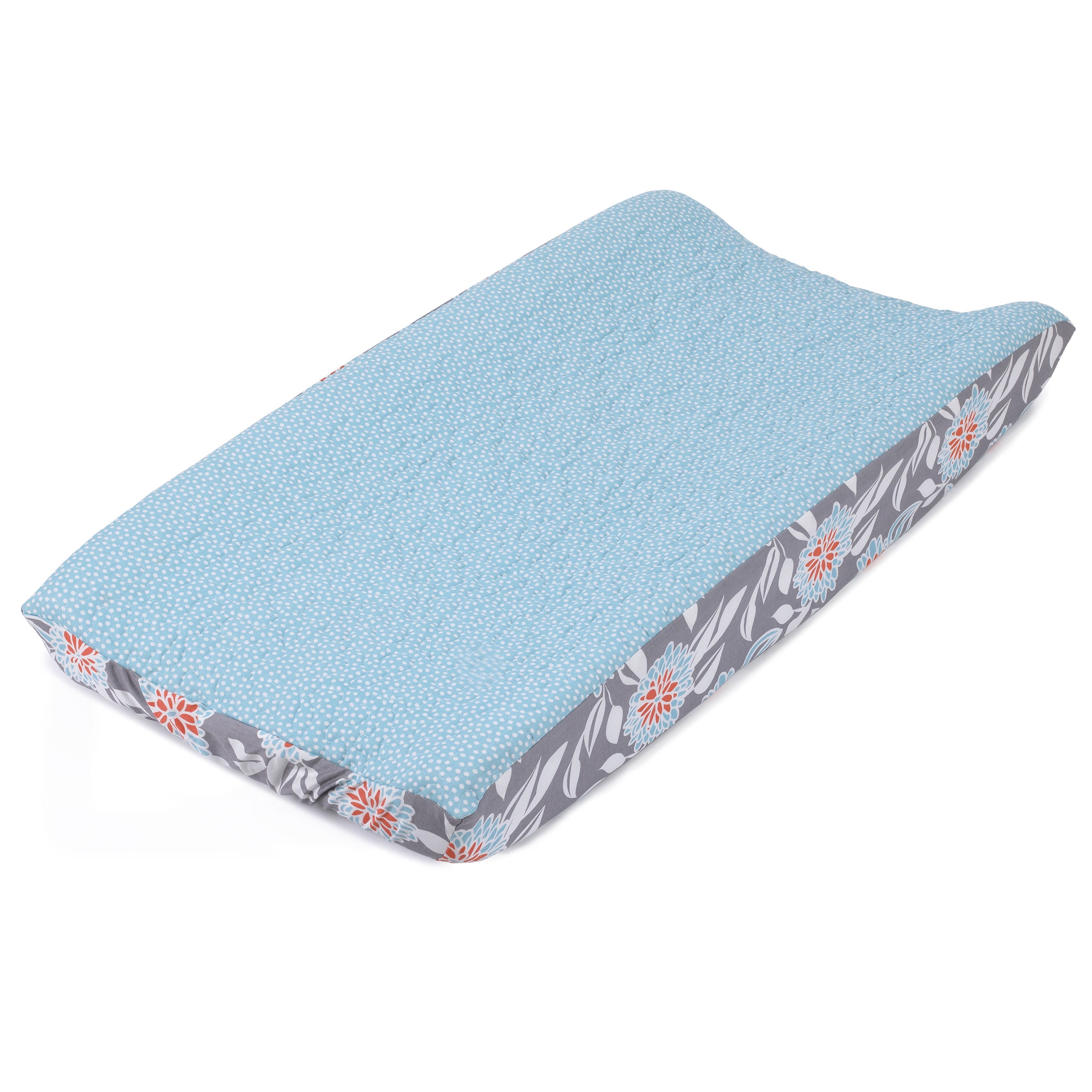 Balboa Baby Quilted Changing Pad Cover Blue Dot with Grey Floral