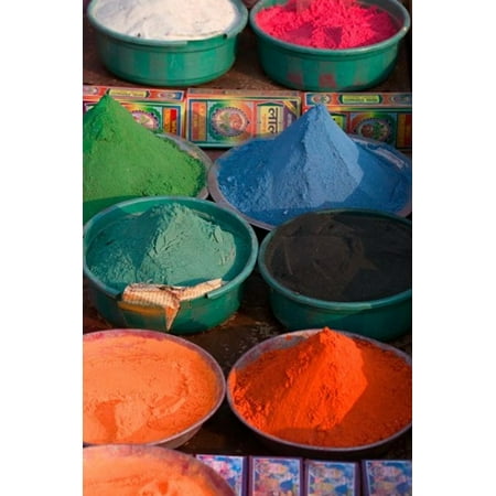 Selling Holy Color Powder at the Market Puri Orissa India Canvas Art - Keren Su  DanitaDelimont (17 x (Best Pani Puri In India)